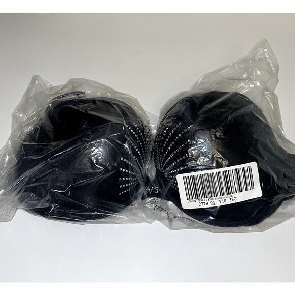 Victoria's Secret Bra 38C Black Bling Miraculous Bombshell Plunge Padded 2 Cup - Picture 9 of 9